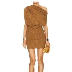 REVOLVE The Sei Crystal  Gold Asymmetric Drape Mini Dress| Size M